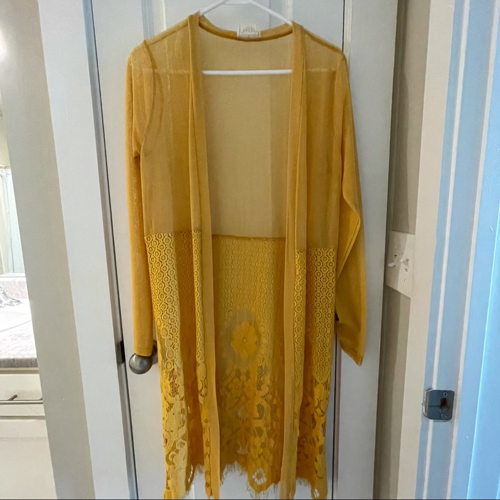 Sheer Mustard Long-Sleeved Cover Up